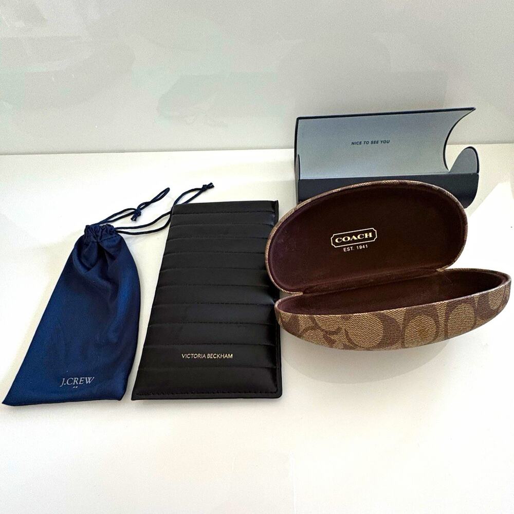 Designer Eyeglass Sunglass Case Lot Coach Victoria Beckham Warby Parker J.Cr